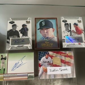 5 signed baseball cards